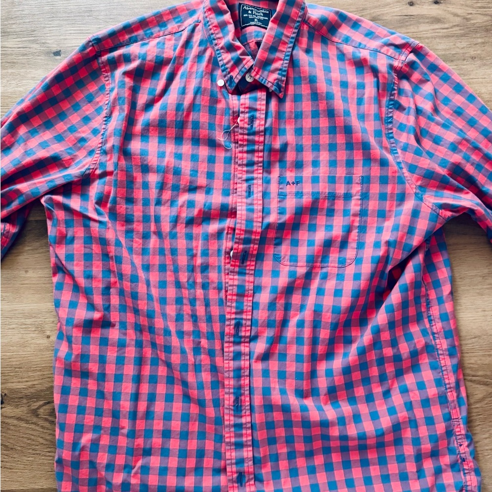 Abercrombie & Fitch Vintage Pink and Blue Check Button-Down Shirt